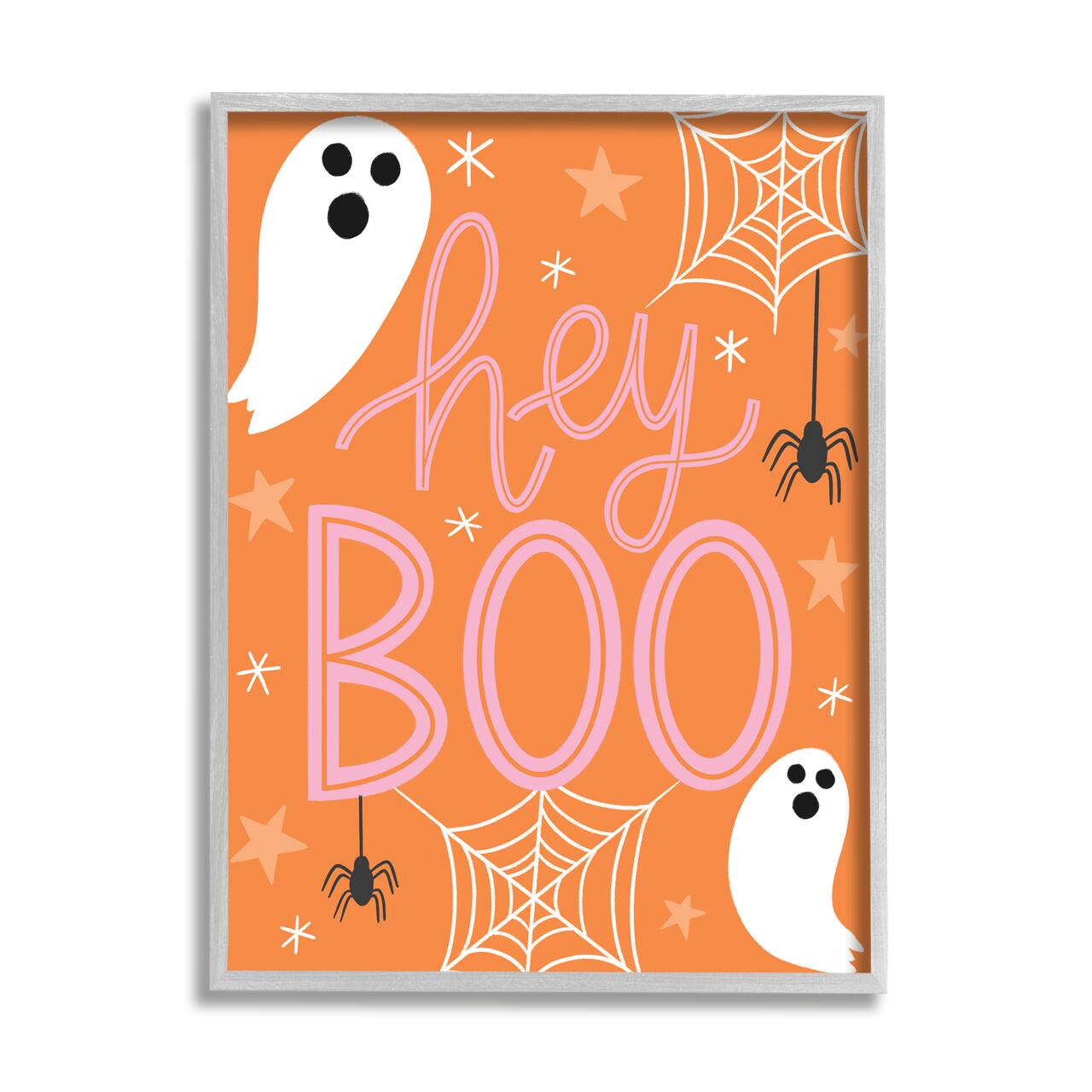 Stupell Industries Hey Boo Orange Halloween Ghosts Framed Giclee Art